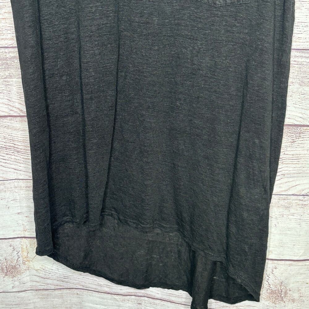 Stark X Short Sleeve Black 100% Linen V Neckline Classic Tee Shirt Size Large - Picture 5 of 5